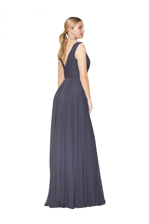 Affordable Floor Length High Neck V-Back Chiffon Prom Dress UK