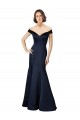 Affordable Fit and Flare Satin Prom Dress with Off the Shoulder Neckline UK