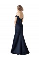 Affordable Fit and Flare Satin Prom Dress with Off the Shoulder Neckline UK