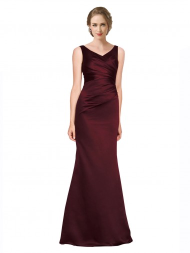 Affordable Figure Shaping Satin Prom Dress with Structured Pleats UK