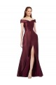 Affordable Long Off the Shoulder Satin Prom Dress with Thigh-high Slit UK