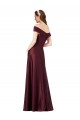 Affordable Long Off the Shoulder Satin Prom Dress with Thigh-high Slit UK