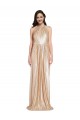 Affordable Floor Length Halter Neck Sparkling Sequin Prom Dress with Pleats UK