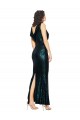 Affordable V-Neck Full Length Sequin Prom Dress with Draped Back UK