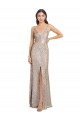 Affordable V-Neck Fully Sequin Prom Dress with V-Back and Front Slit UK