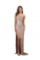 Affordable High Slit Scoop Neck Long Sequin Prom Dress UK