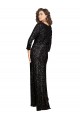 Affordable Deep V-Neckline Full Back Long Sleeves Sparkling Sequin Prom Dress with High Slit UK