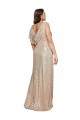 Affordable Deep V-Neck Sleeveless Sparkling Sequin Prom Dress with Draped Cowl Back UK