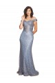 Affordable Off the Shoulder Sweetheart Neckline Sequin Prom Dress with Thigh High Slit UK