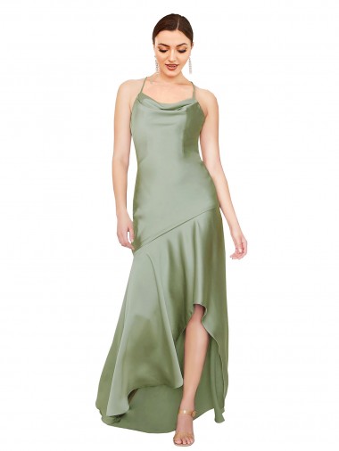 Affordable Silky Satin Prom Dress with Bias Cut Skirt UK