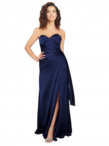 Affordable Floor Length Wrap Skirt Silky Satin Prom Dress UK