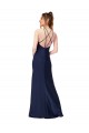 Affordable High Neck Satin Prom Dress with Strappy Back UK