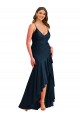 Affordable Pleated Wrap Ruffled High Low Silky Satin Prom Dress UK