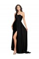 Affordable Floor Length One Shoulder Silky Satin Prom Dress with Side Slit UK