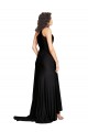 Affordable Floor Length One Shoulder Silky Satin Prom Dress with Side Slit UK