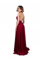 Affordable A-Line Halter Plunge V-Neckline Open Back Spandex Prom Dress with Slit UK