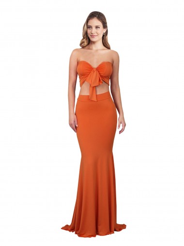 Affordable Strapless Bandeau Bodice Long Spandex Prom Dress UK