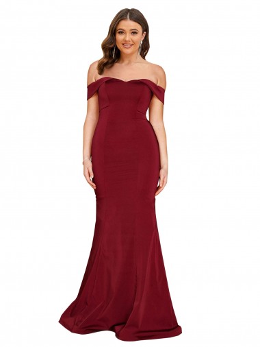 Affordable Off Shoulder Sleeves Sweetheart Neckline Long Spandex Prom Dress UK