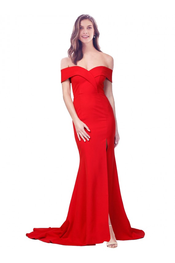 Affordable Criss Cross Full Length Long Crepe Prom Dress with Side Split UK