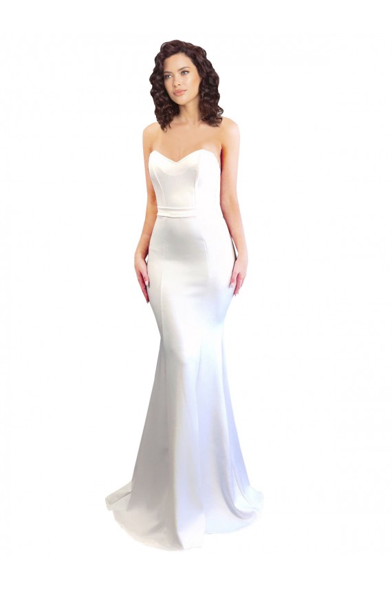 Affordable Sweetheart Strapless High Neck Long Crepe Prom Dress UK