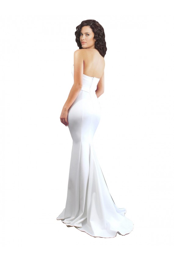 Affordable Sweetheart Strapless High Neck Long Crepe Prom Dress UK