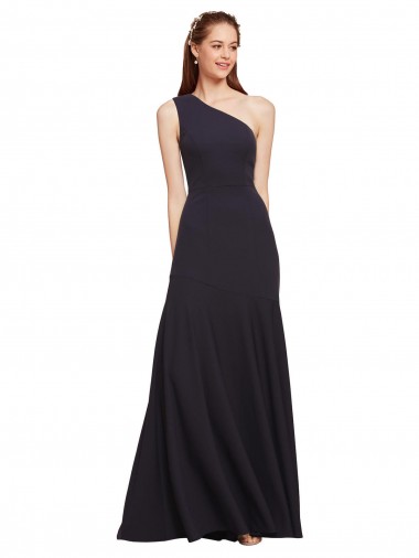 Affordable Fit and Flare Crepe Prom Dress with One Shoulder UK