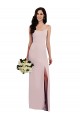 Affordable Spaghetti Strap V Back Crepe Prom Dress with Front Slit UK