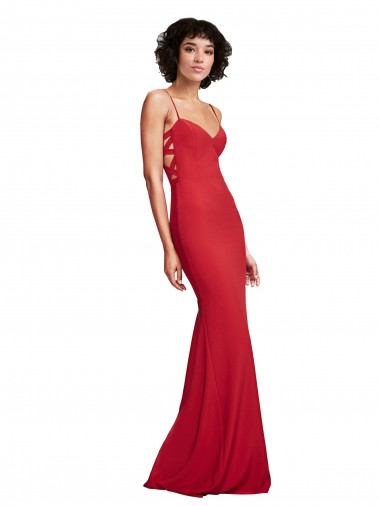 Affordable Spaghetti Strap Slip Neckline Crepe Prom Dress UK