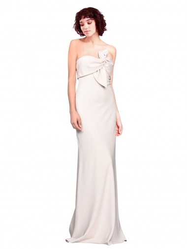 Affordable Strapless Crepe Fitted Prom Dress with Twist Bow UK