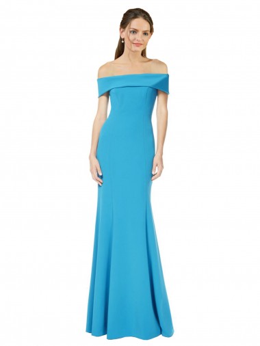 Affordable Off the Shoulder Crepe Prom Dress with Fitted Silhouette UK