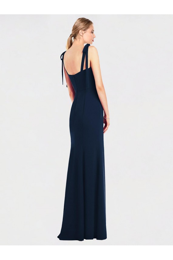 Affordable Flat Tie Shoulder Crepe Trumpet Prom Dress with Front Slit UK