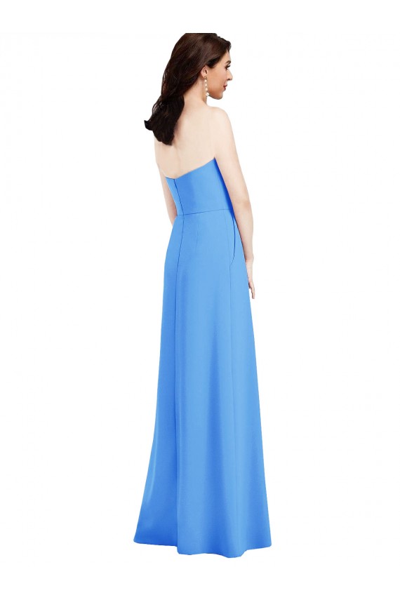 Affordable Strapless Pleated Skirt Crepe Prom Dress with Pockets UK