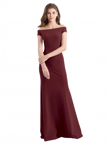 Affordable Off the Shoulder Fit and Flare Stretch Crepe Prom Dress UK