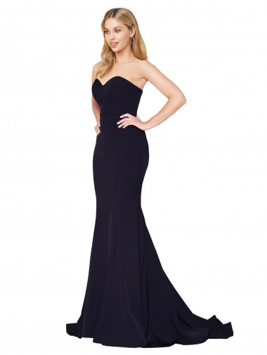 Affordable Sweetheart High Neck Sweep Train Sleeveless Crepe Prom Dress UK