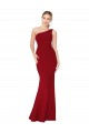 Affordable One Shoulder Long High Neck Sleeveless Mermaid Crepe Prom Dress UK