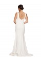 Affordable Square Neck Long Sheath Sweep Train Crepe Prom Dress  UK