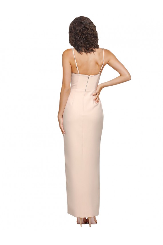 Affordable Long Full Length Ruffles Strapless Low Back Crepe Prom Dress with Straps UK