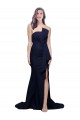 Affordable Long Strapless Sweep Train Low Back Crepe Prom Dress UK