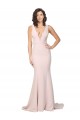 Affordable Deep Plunging V-Neckline Full Length Crepe Prom Dress with Deep V-Backline UK