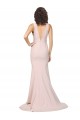 Affordable Deep Plunging V-Neckline Full Length Crepe Prom Dress with Deep V-Backline UK