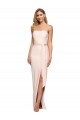 Affordable Full Length Low Back Strapless Crepe Prom Dress with Thigh High Side Split UK