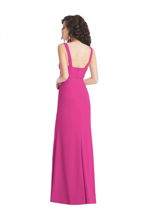 Affordable Wide Strap Notch Empire Waist Bridesaid Dress with Front Slit UK