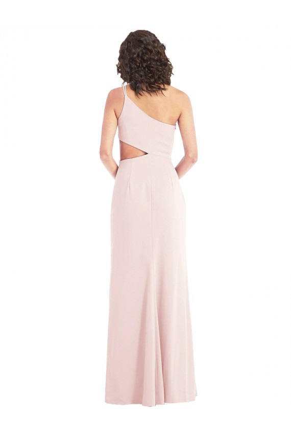 Affordable Flirty One Shoulder Midriff Cutout Maxi Crepe Prom Dress UK