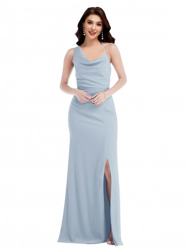 Affordable One Shoulder Draped Cowl Neck Maxi Prom Dress UK