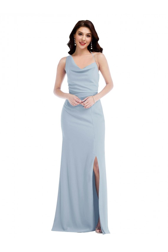 Affordable One Shoulder Draped Cowl Neck Maxi Prom Dress UK