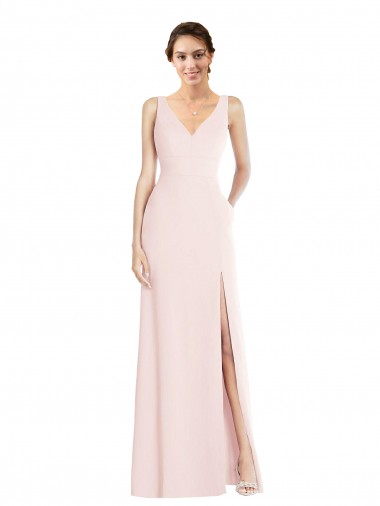 Affordable Square Neck Low Back A-Line Prom Dress with Front Slit and Pockets UK