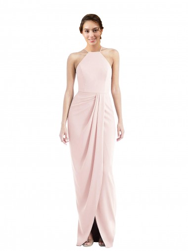 Affordable Halter Draped Tulip Skirt Maxi Prom Dress UK