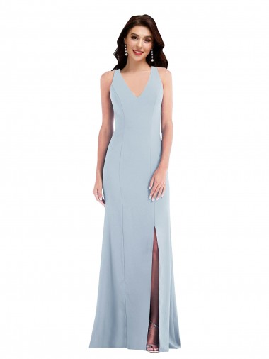 Affordable Criss Cross Cutout Back Maxi Prom Dress with Front Slit UK