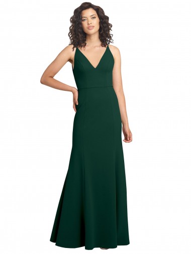 Affordable Form Fitting Stretch Crepe A-Line Prom Dress UK