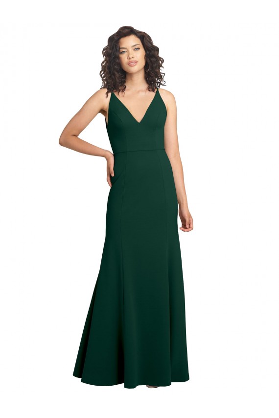 Affordable Form Fitting Stretch Crepe A-Line Prom Dress UK